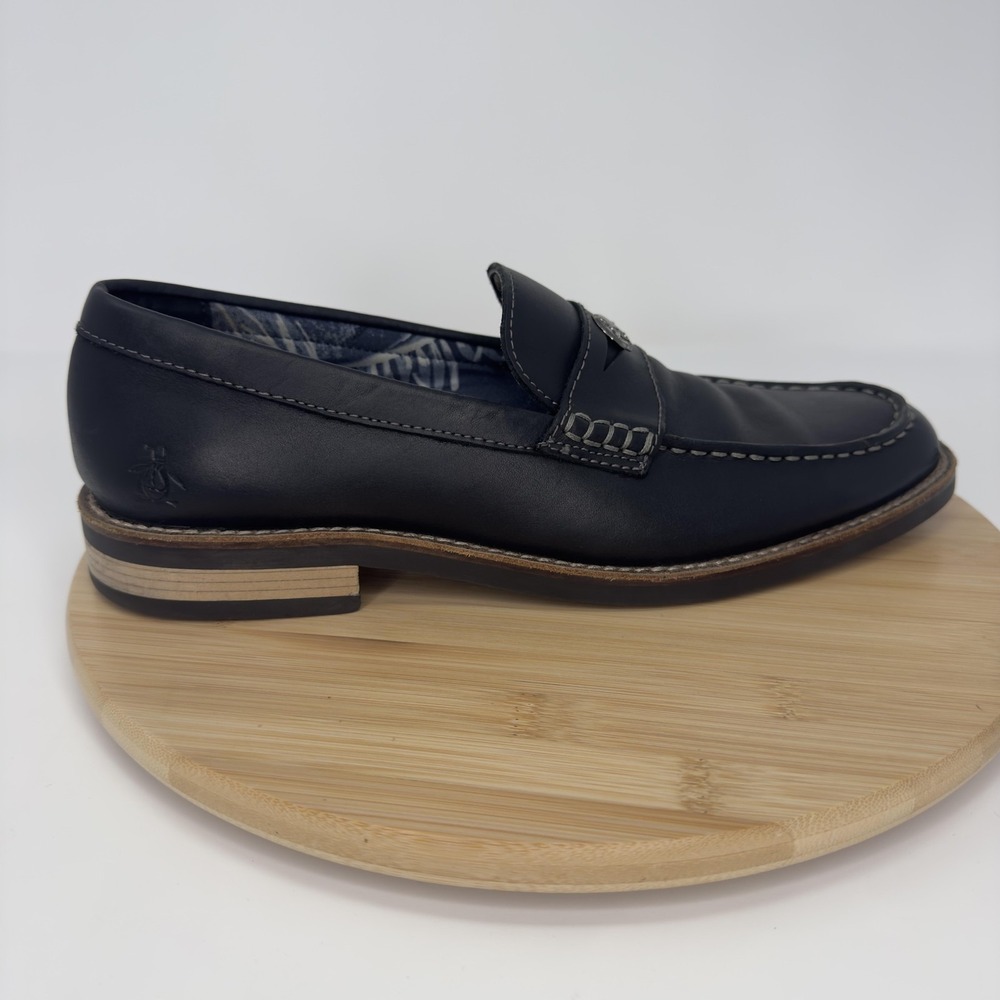 Original Penguin Benson Shoes Mens‎ Size 11 Black Leather Penny Loafers Dress